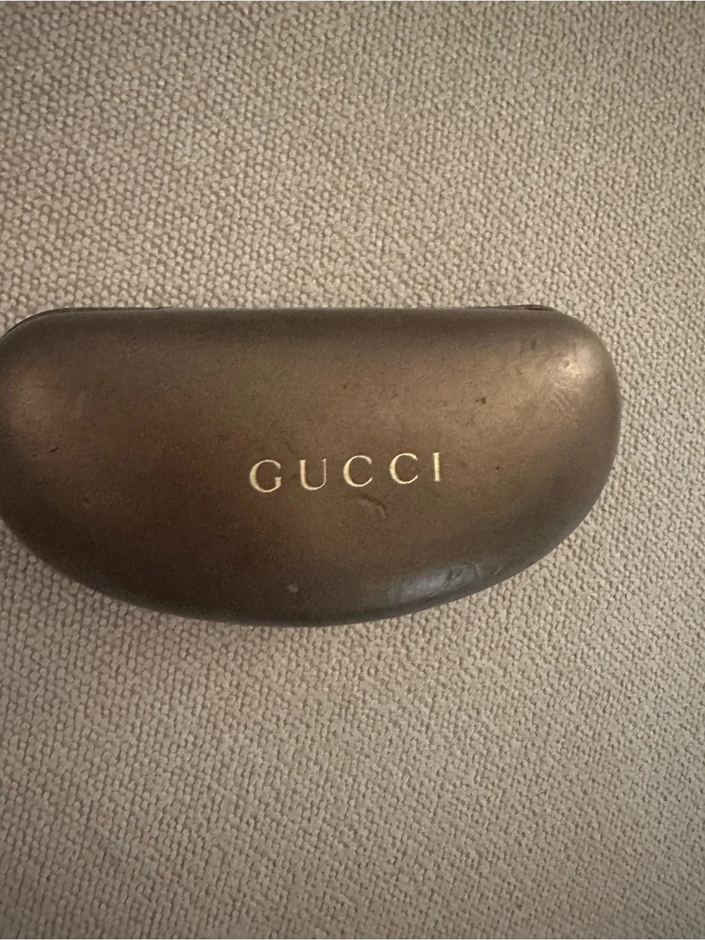 Gucci Brown Hard Sunglasses Case with Gold Logo